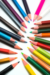 Fototapeta premium Colorful pencils on white background