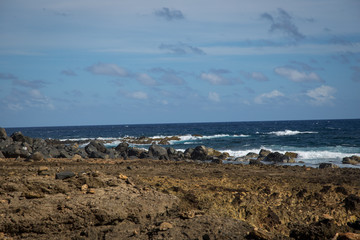 Aruba's Natural Bridge and the coastline around it