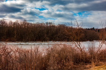 winter landscape with river and trees