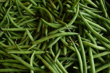 Green beans pile in a fresh market