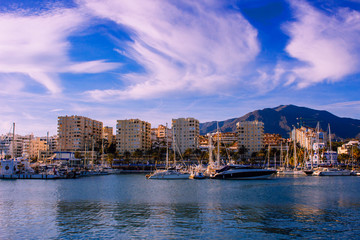 Port. Evening at the port. Estepona, Malaga, Andalusia, Spain. Picture taken – 10 February 2019.