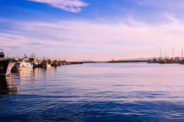 Fototapeta premium Port. Evening at the port. Estepona, Malaga, Andalusia, Spain. Picture taken – 10 February 2019.