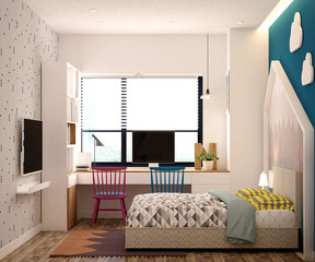 3d render modern bedroom