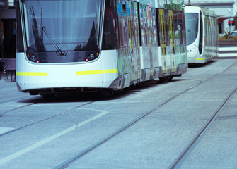 Modern tram in Melbourne Australia - 248557014
