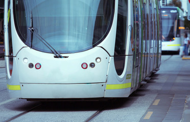 Modern tram in Melbourne Australia
