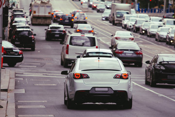 Heavy traffic in urban city street