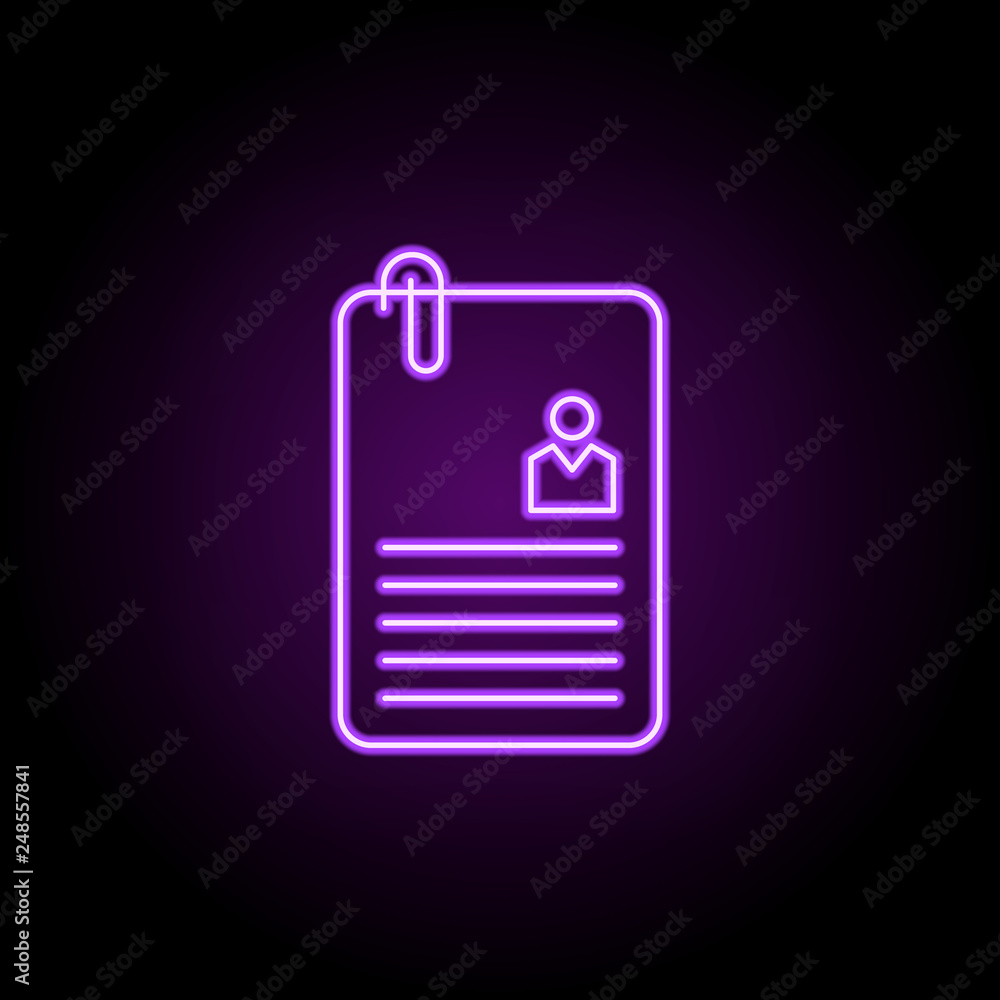 Poster curriculum vitae line icon. elements of web in neon style icons. simple icon for websites, web desig