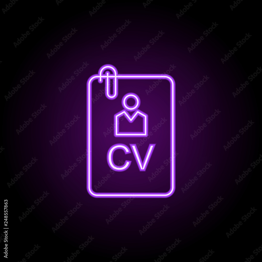 Poster curriculum vitae line icon. elements of web in neon style icons. simple icon for websites, web desig
