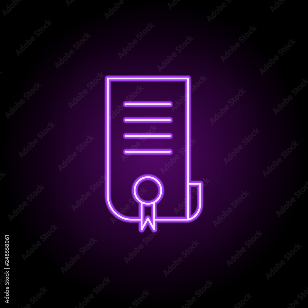 Poster education certificate line icon. elements of web in neon style icons. simple icon for websites, web 