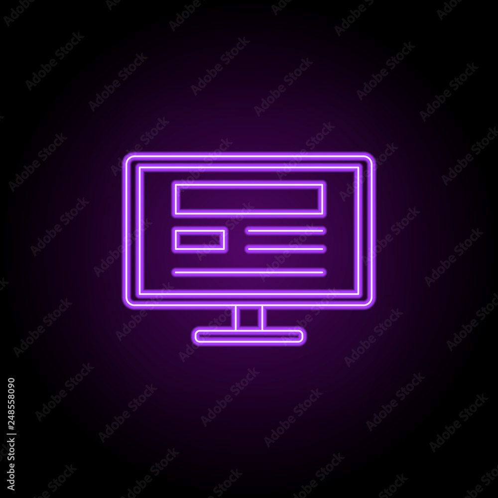 Poster website line icon. elements of web in neon style icons. simple icon for websites, web design, mobile