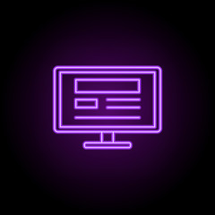 website line icon. Elements of web in neon style icons. Simple icon for websites, web design, mobile app, info graphics