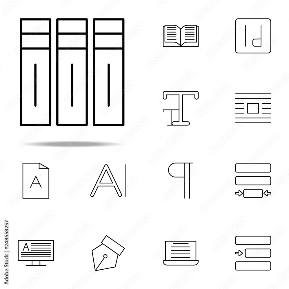 Poster editorial, volumes icon. editorial design icons universal set for web and mobile