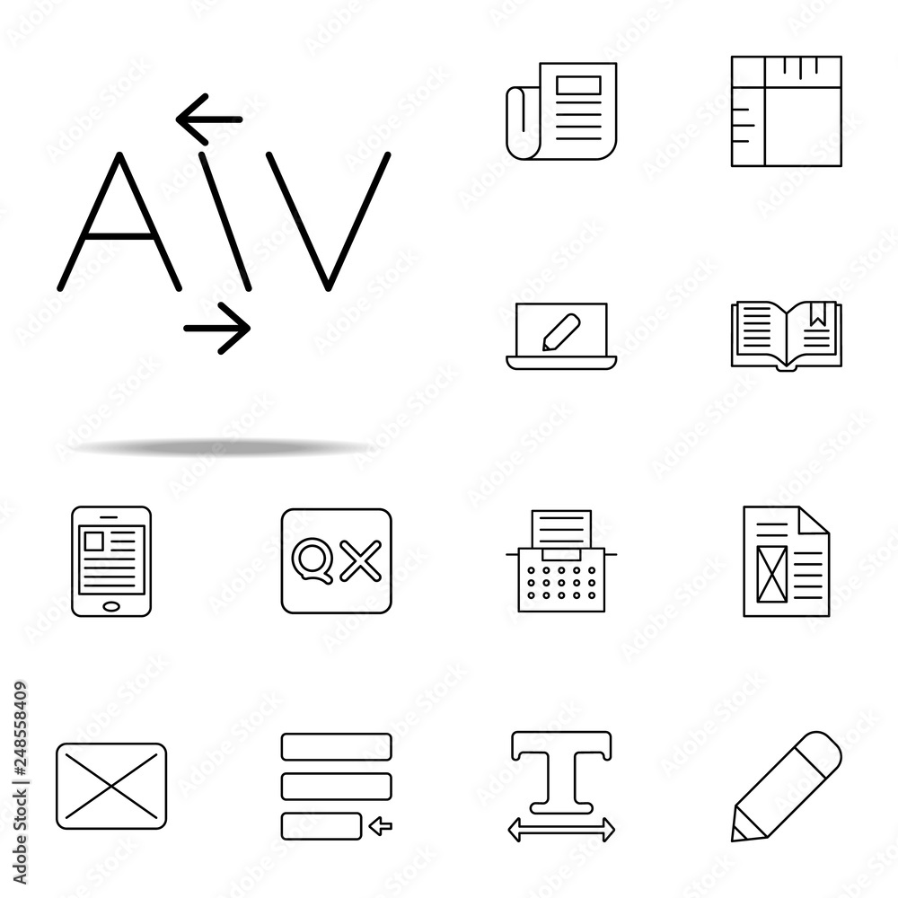 Poster editorial, kerning icon. editorial design icons universal set for web and mobile
