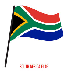 South Africa Flag Waving Vector Illustration on White Background. South Africa National Flag.