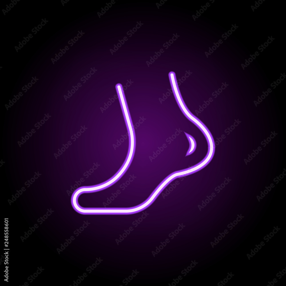 Poster human foot icon. elements of web in neon style icons. simple icon for websites, web design, mobile a