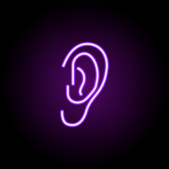 human ear icon. Elements of web in neon style icons. Simple icon for websites, web design, mobile app, info graphics