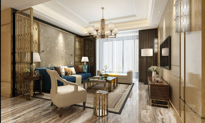 3d render home living room