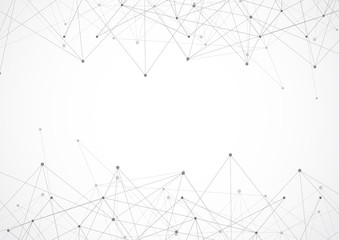 Abstract geometric connecting dots and lines. Connection science and Digital technology background. Molecular structure and communication. Vector illustration