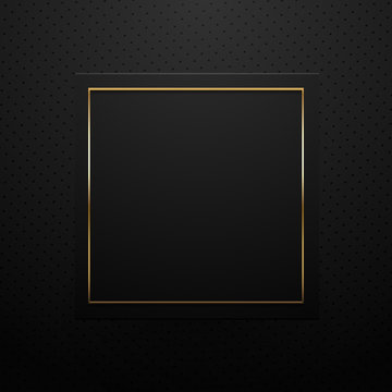 Black Paper Background With Gold Square Frame.
