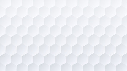 Abstract white background with honeycombs or hexagons pattern.