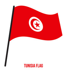 Tunisia Flag Waving Vector Illustration on White Background. Tunisia National Flag.