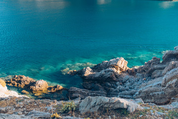 Rock and sea or ocean. Rocks on the beach