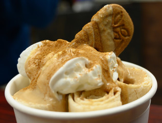 Ice Cream with Whipped Cream and Cookie