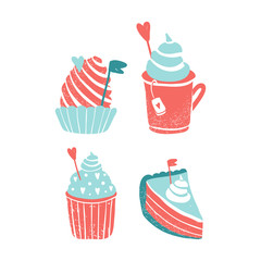 Clipart for Valentine's day and wedding. Cute sweets. Love theme