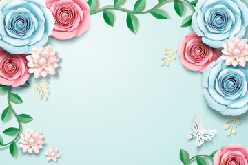 Colorful paper flowers background
