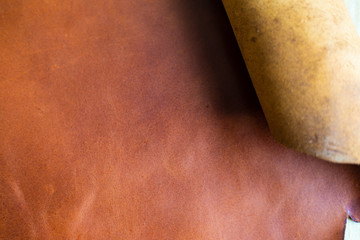 Fototapeta premium Brown vegetable tanned genuine leather