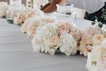 Flowers on the table, elegant floral decoration