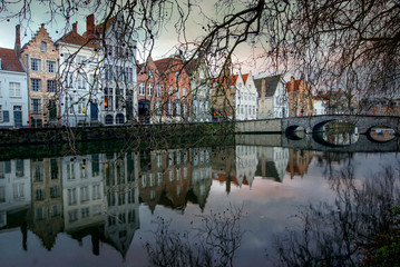 Fototapeta na wymiar Bruges Building Reflections