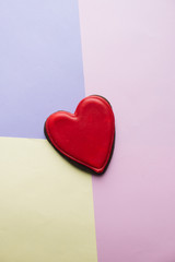 Cookies in heart shape with red glaze