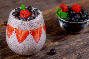Chia seed pudding with blueberries