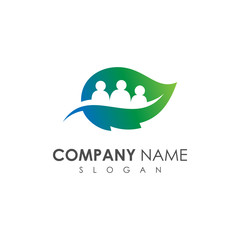 Healthy People Logo, Family care Logo, People And Leaf Logo