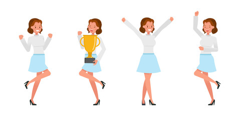 Business Woman showing different gestures character vector design. no8