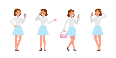 Business Woman showing different gestures character vector design. no9