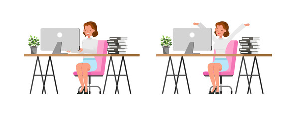 Business Woman showing different gestures character vector design. no12