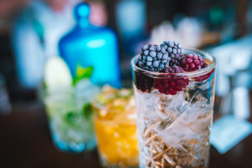 Berry Alcoholic Cocktail Drink on the Bar Desk