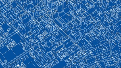 Wire-frame City, Blueprint Style