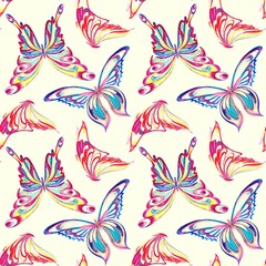 butterfly pattern seamless watercolor and pastel