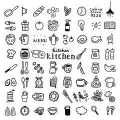  クッキング　キッチン　アイコン　イラスト　セット