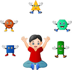 Cartoon Boy with germs and bacteria icons