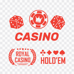 Casino vector sign set. Slot machine symbols. Lucky seven