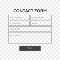 Contact form. Web element. Contact form vector template