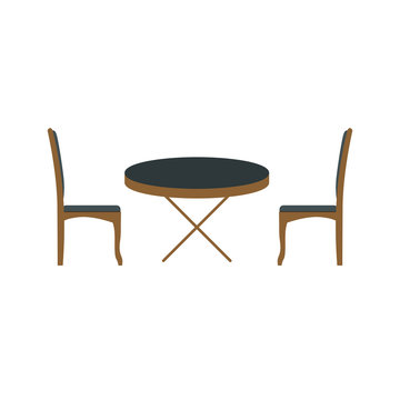 table with chair icon in flat style isolated vector illustration on white transparent background