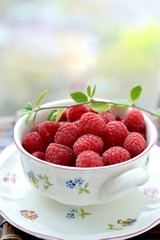 A bowl of fresh raspberries