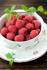 A bowl of fresh raspberries