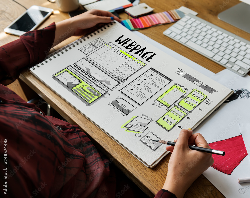 Poster website development layout sketch drawing