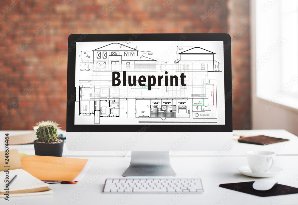 Poster blueprint architecture engineering detailed concept